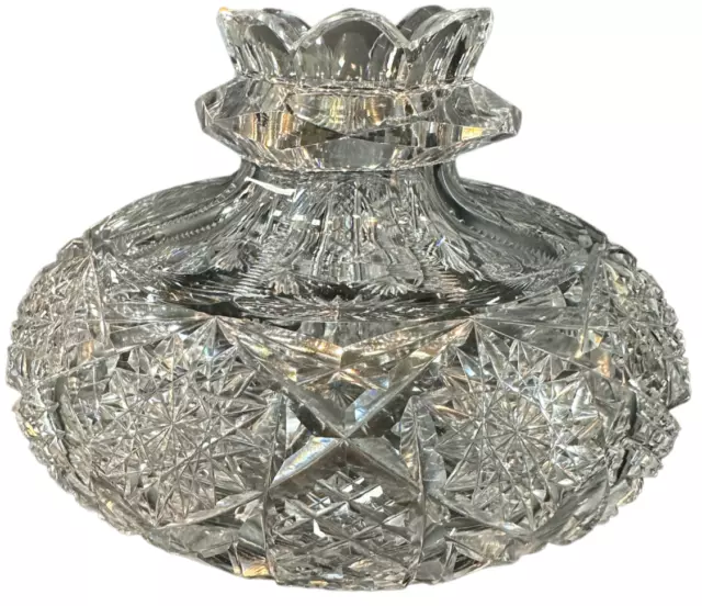 Brilliant Cut Crystal Bulbous Vase - Attributed To Libbey