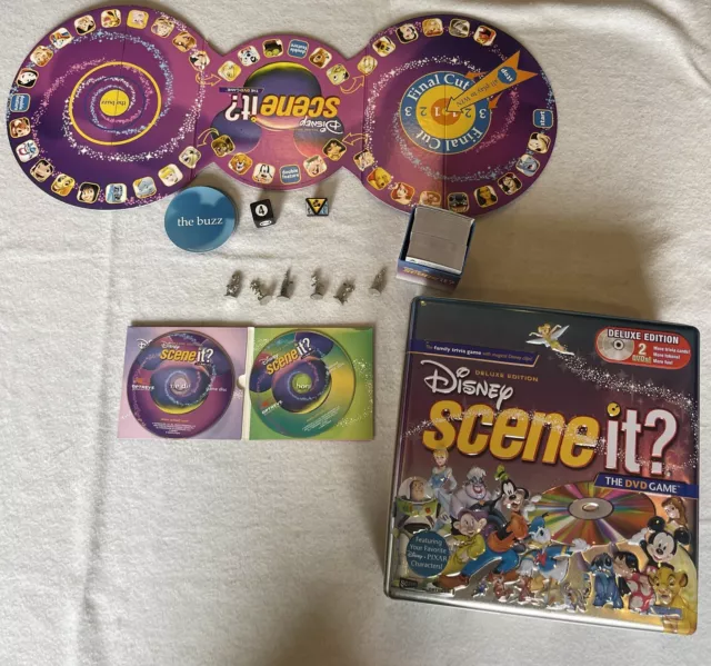 Disney Scene It? Deluxe Edition 2 DVD COMPLETE Board Game 2005 W/Collectors Tin