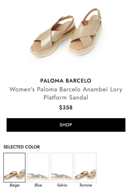 NEW Sold Out Paloma Barcelo Beige Leather Anambei Lory Sandals US 6/EU 36