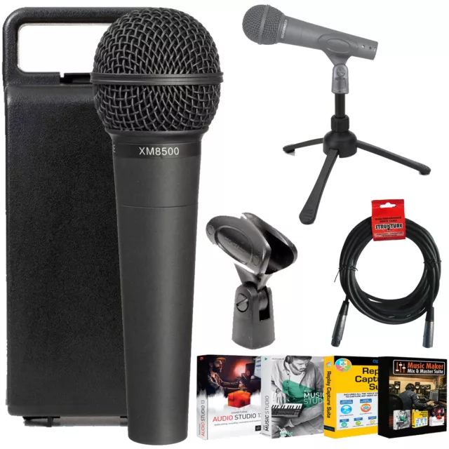 Behringer XM8500 Dynamic Cardioid Vocal Microphone and Music Mix Maker Suite Kit