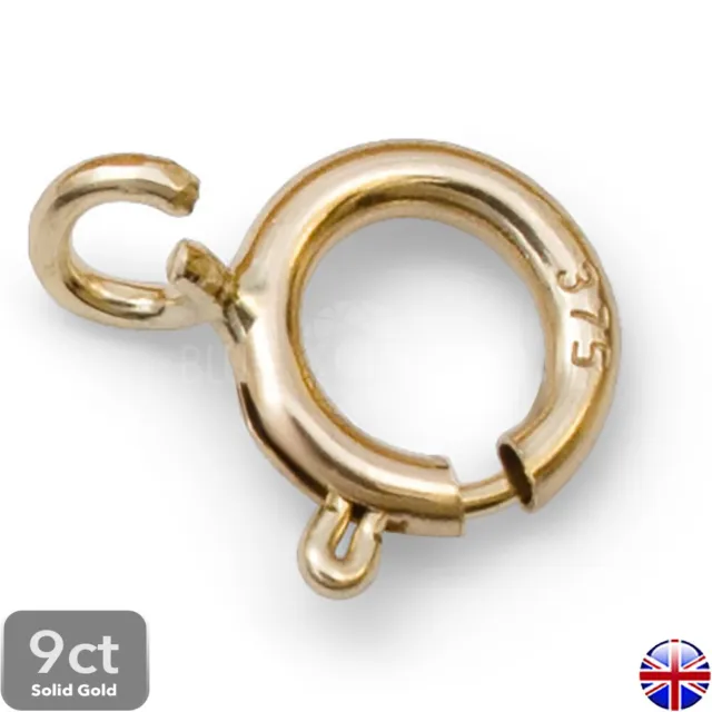 9ct Gold Bolt Ring Clasp 4.5 5 5.5 6mm Open Ring Fastening for Bracelet Necklace