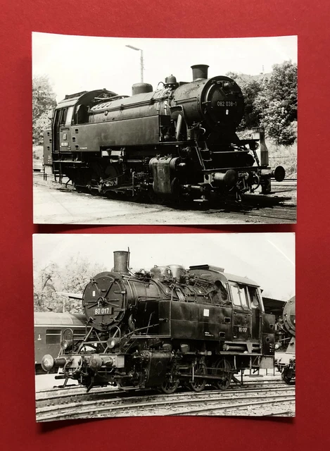 2 x DDR Eisenbahn Foto 1976 DR und DB Dampflok BR 082 038-1 und 80 017 ( 62014