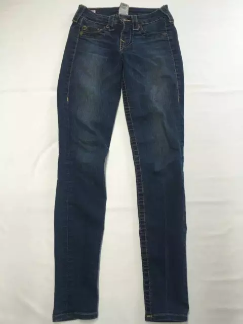 Womens TRUE RELIGION Dark Wash Super Skinny HALLE Jeans Sz 24