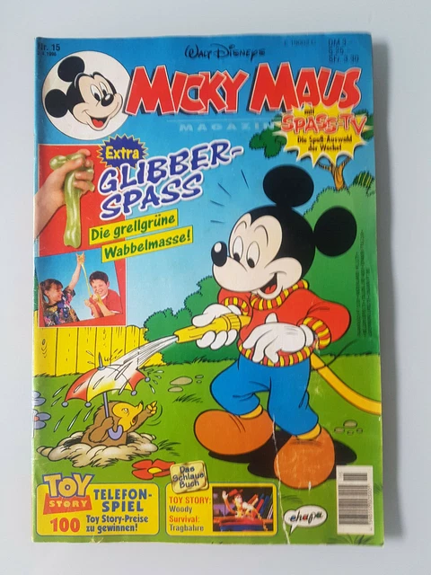 Micky Maus Comicheft Nr. 15 1996 mit Das Schlaue Buch Sammelkarten