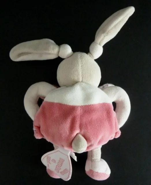 C. DOUDOU ET COMPAGNIE HOCHET LAPIN CELESTINE rose blanc grelot 16cm - TBE 2