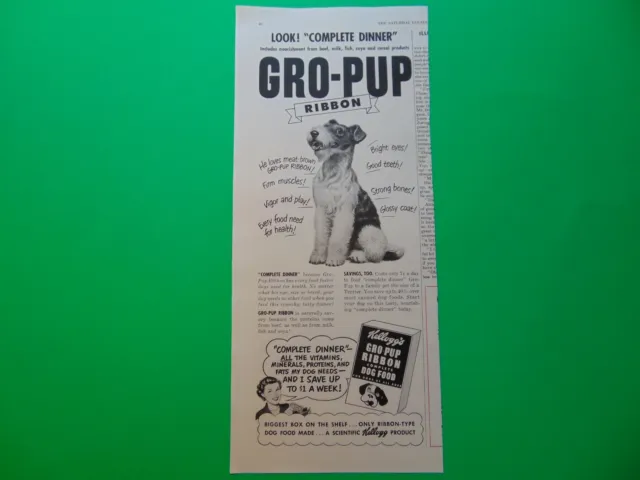 1949 GRO-PUP RIBBON DOG FOOD Complete vintage art print ad