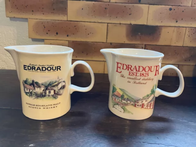 EDRADOUR, Scotch Whisky, Lot de 2 petits pichets anciens