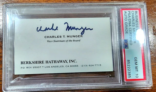 CHARLIE MUNGER AUTOGRAPHED Berkshire Hathaway Business Card $14,500.00 ...