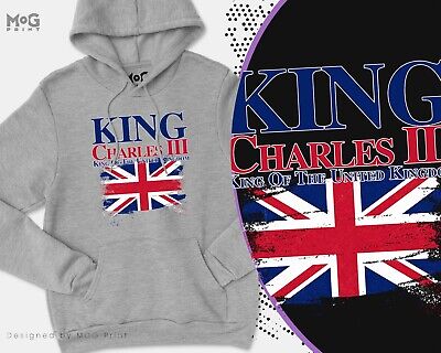 Felpa con cappuccio King Carlo III Regno Unito bandiera Union Jack Inghilterra felpa con cappuccio monarca Regno Unito