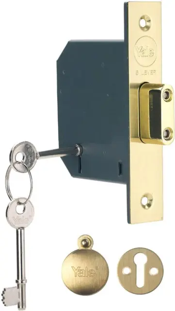 Yale 5 Lever Mortice Deadlock 3 Inch 76mm Brass Finish for External Doors