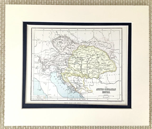 ANTIQUE MAP OF The Austro Hungarian Empire Austria 19th Century 
