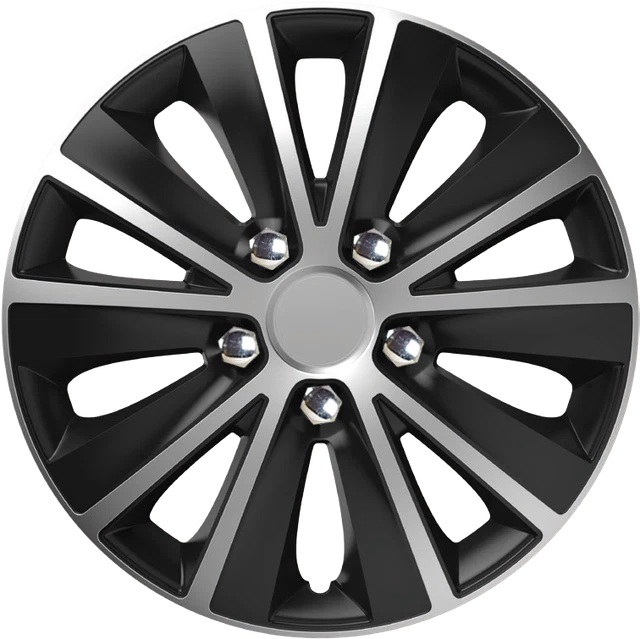Copricerchi 13" Coprimozzo Rapidi NC Plastica Set di 4 Argento Black Fit R13 2
