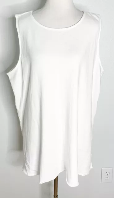 Eileen Fisher  White Organic Cotton French Terry Tank Top Tunic Size 1X