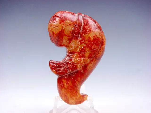 Old Nephrite Jade Stone Carved HongShan Culture Crouching Immortal #07282106