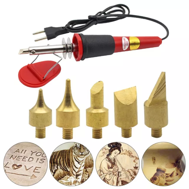 Tips Stencil Wood Burning Pen Kit Pyrography Marking Soldering Iron Head Set