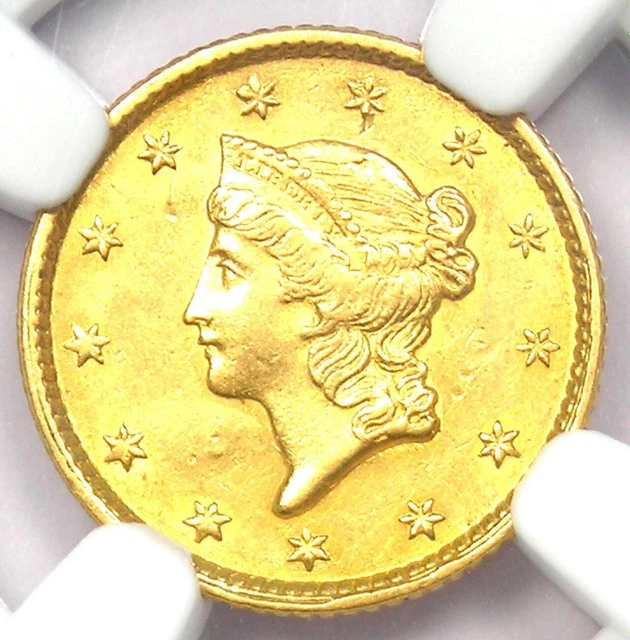 1851 Liberty Gold Dollar G$1 - Certified NGC AU Detail - Rare Gold Coin