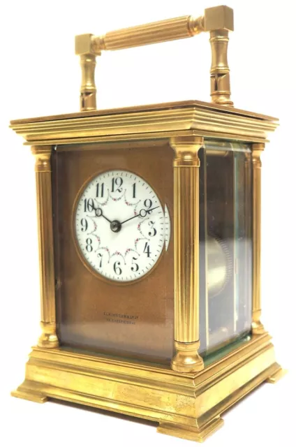 Antique Striking French 8Day Carriage Clock Unusual Masked Dial Case Enamel 1890 2