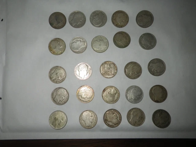 Lot de 25 pièces de Turin 10 francs en Argent