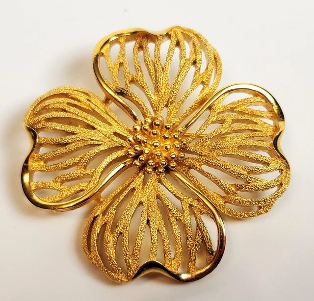 Broche Vintage Années 80 Dorée à Aiguille - Pour Foulard Ou Vêtement - Bijou Fantaisie Occasion