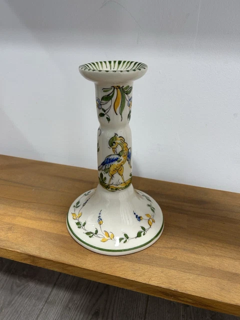 Bougeoir Ancien MOUSTIERS Céramique Blanche Décor Peint