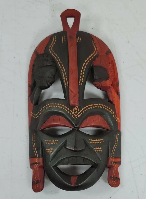 Small Primitive Tribal Vintage African Mask Hand Carved Wood Native Art Kenya