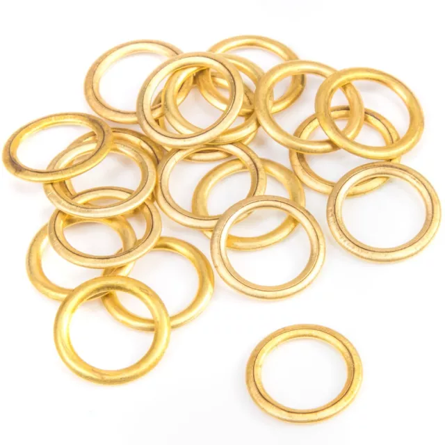 BRASS CURTAIN RINGS Drapes Hanging Pole Fittings Small-Large Gold Plastic Metal