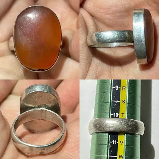 Wonderful Near Eastern Old Silver Unique Ring With Old Carnelian Agate Stone