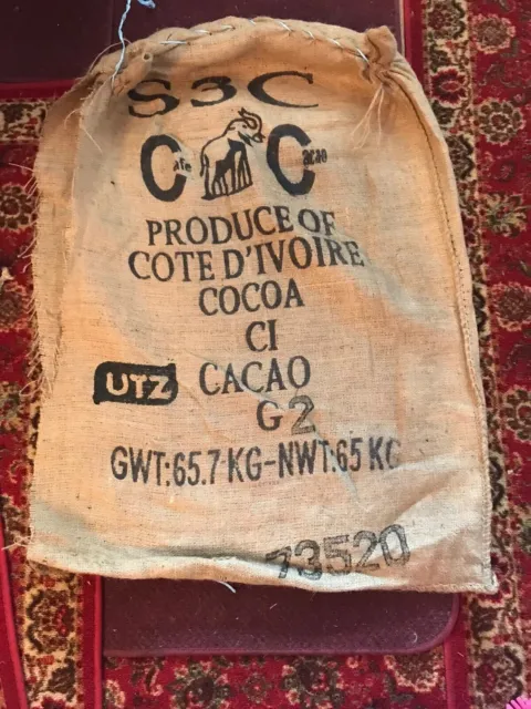 Cote D'Ivoire "Cafe (Elephant) Cocoa" Cocao Burlap Bean Bag