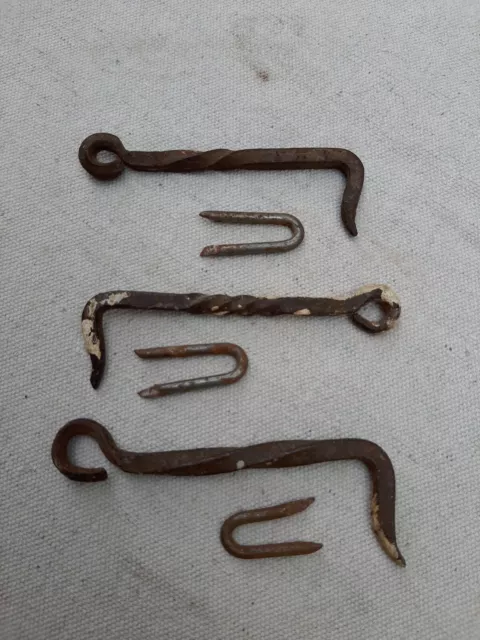 Antique 4" Hand Forged Iron Barn Door Stall Gate Hook Twisted Reclaimed Salvage