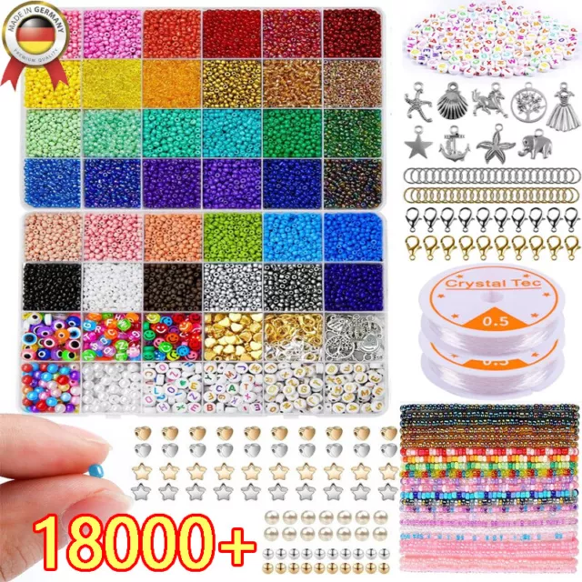 18000 Stück Perlen Zum Auffädeln 36 Farben 3mm Glasperlen Basteln Armband Ketten