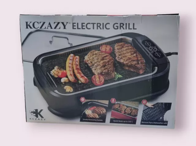 KCZAZY Electric Smokeless Grill with Glass Lid - 