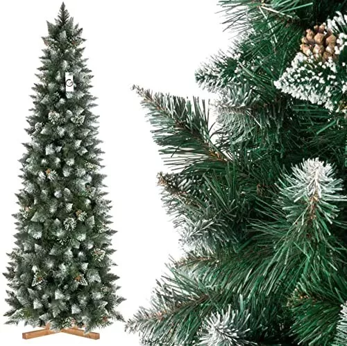 Albero Di Natale Verde SLIM Pino Dei Sogni Altezza 210 cm Base a Croce 1290 Rami