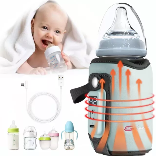 Portable Baby Bottle Warmer USB Charge Temperature Display, Five Gear Adjustable