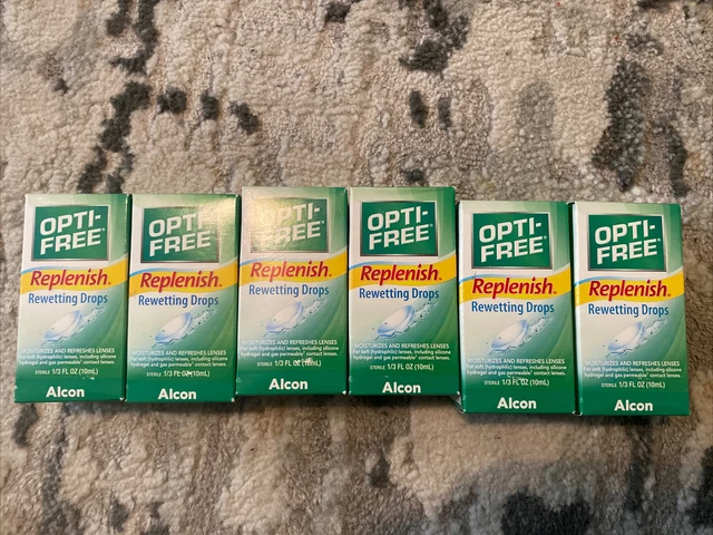 Lot Of 6 OPTI-FREE Replenish REWETTING DROPS Alcon 1/3oz 10ml Exp: 02/2024