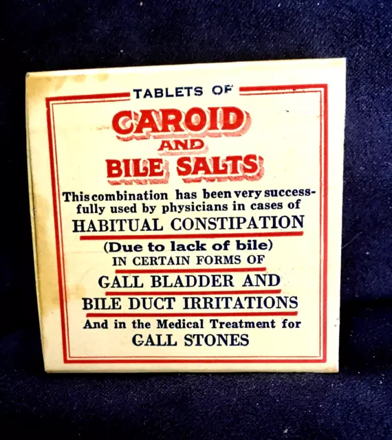Antique Medicine Box Quack : Caroid & Bile Salts , Empty.