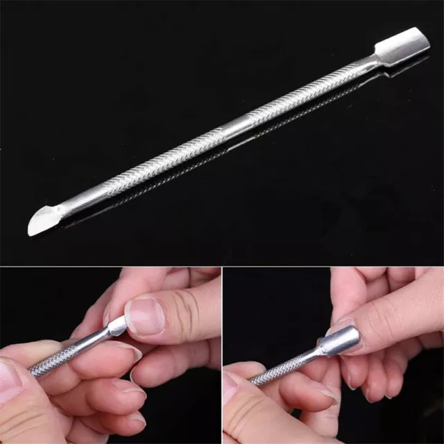 Stainless Steel Cuticle Nail Pusher Double Ended Spoon Nail Art Tool  Pedicure