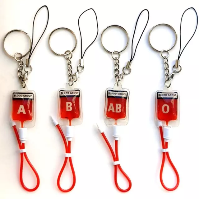 Novelty Blood Type Keyring Creative Car Key Holder New Blood Bag Keychain