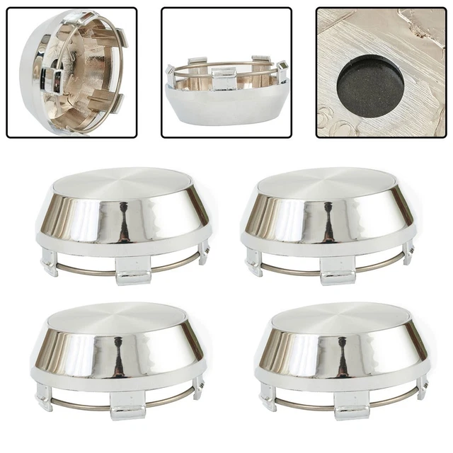 4 PCS For Wheel Center Cap Universal Rim Chrome Hub Cap 60mm No Logo Silver Base