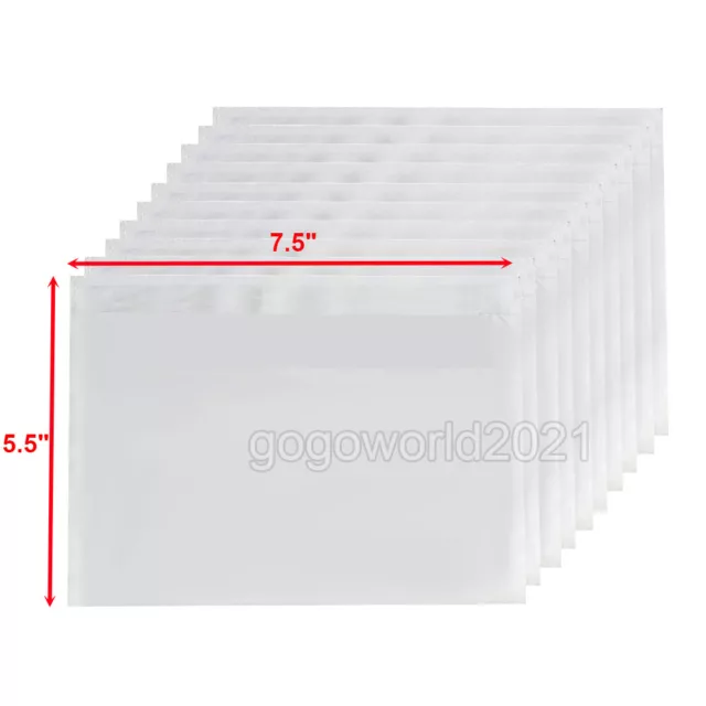 7.5" X 5.5" Clear Packing List Shipping Label Envelopes Pouches 50 - 5000 PCS