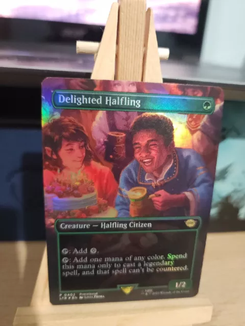 MTG LORD OF the Rings Delighted Halfling *Prerelease Borderless