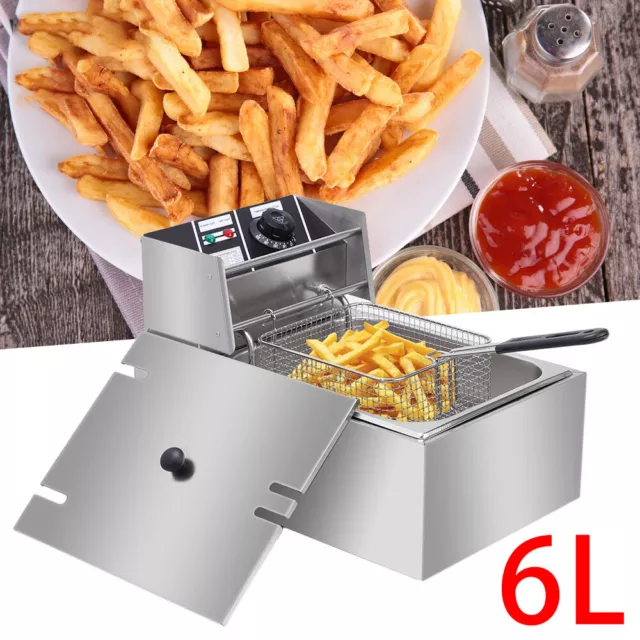 Öl-Friteuse Friteuse 6L Edelstahl 2500W Profi Küche Kaltzonen Fritteuse Fritöse