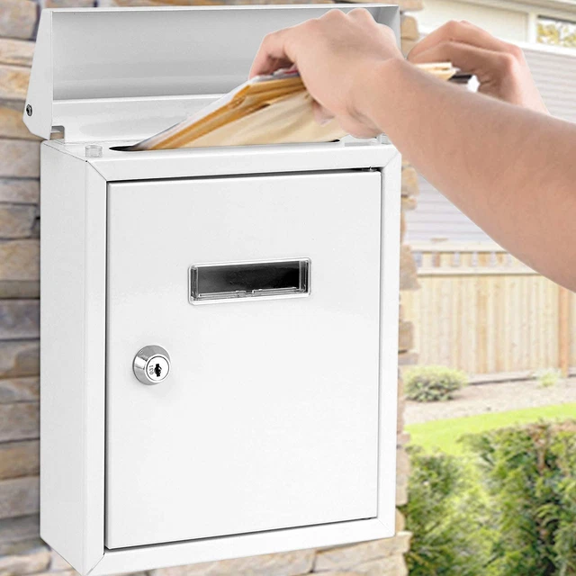 SLMAB01 Weatherproof Wall Mount Mailbox-Outdoor Galvanized Metal Key