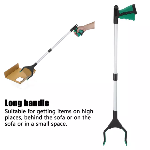 (Silver Tube With Green Handle)Durable Garbage Grabber Multifunction