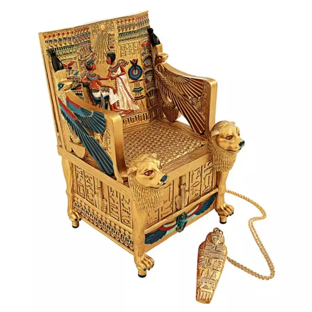 1922 Replica King Tutankhamen's Egyptian Throne Hidden Trinket Container Box