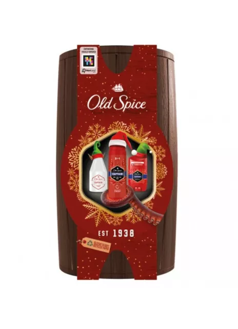 Old Spice Geschenkset Holzfass Captain Deo Stick Duschgel After Shave Lotion