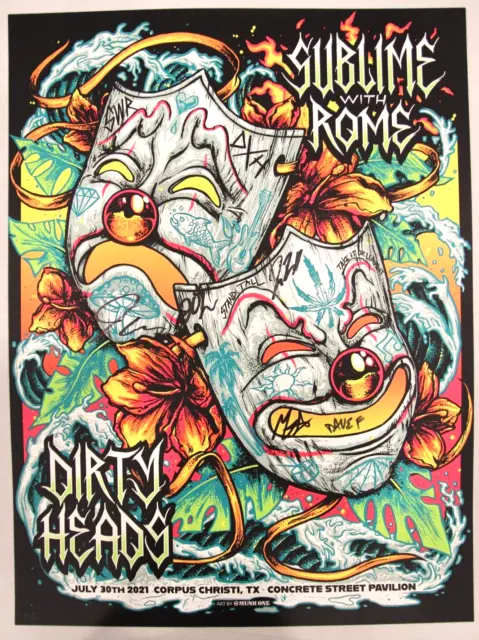 Dirty Heads & Sublime W/ Rome Band Signed Poster Limited Ed Rare Munk One Uv