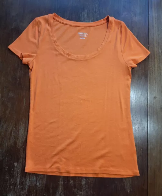 Merona Ultimate T Shirt Womens Size M Scoop Neck Short Sleeve Stretch Orange