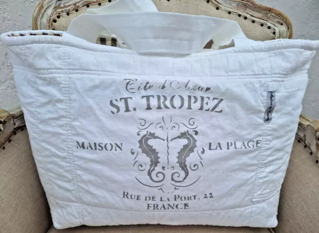 Strandtasche Tasche Canvas Shopper xxl Bag Sommer France  Shabby Vintage Einkauf