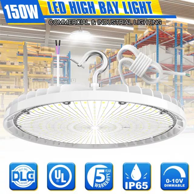 150W LED UFO High Bay Light Dimmable 21,000LM Commercial Warehouse Garage Light