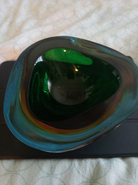 Lot Of 2Vintage Mid Century Murano Art 1Glass Bowl. 3.8 Lbs! 1 Ashtray Read!